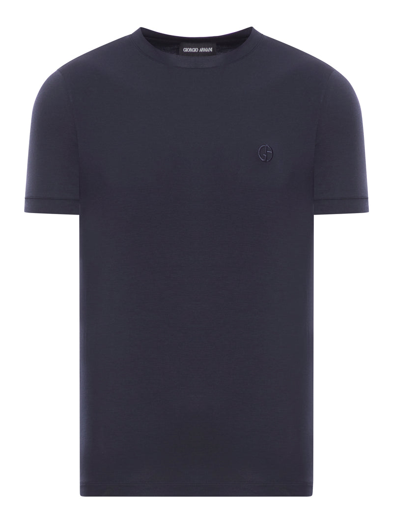 CREWNECK SHORT SLEEVED SWEATER IN STRETCH VISCOSE JERSEY