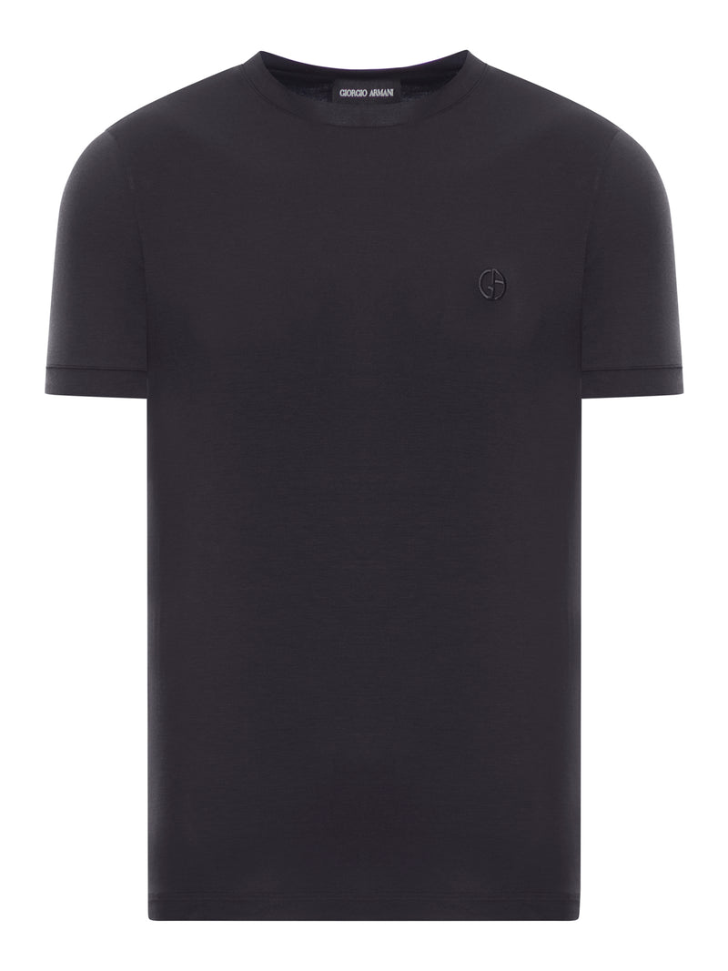 CREWNECK SHORT SLEEVED SWEATER IN STRETCH VISCOSE JERSEY