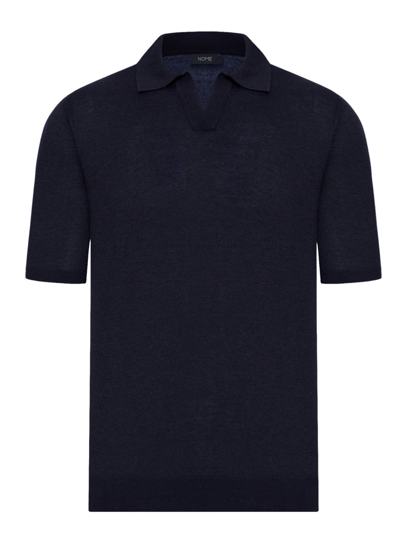 SILK V-NECK POLO SHIRT