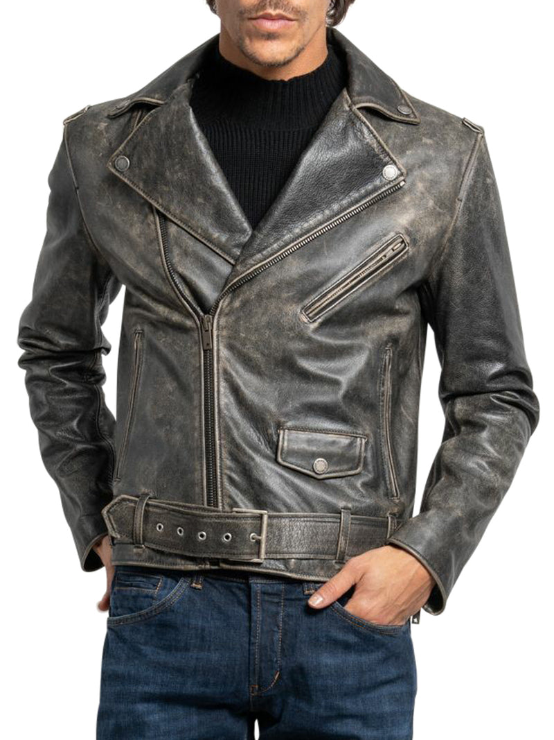 GOLDEN M`S DISTRESSED LEATHER JACKET