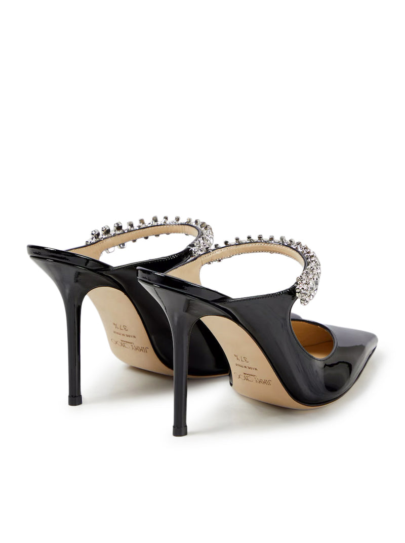 BING 100 BLACK PATENT LEATHER CLOG WITH CRYSTAL STRAP