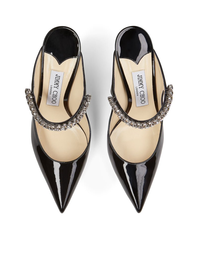BING 100 BLACK PATENT LEATHER CLOG WITH CRYSTAL STRAP