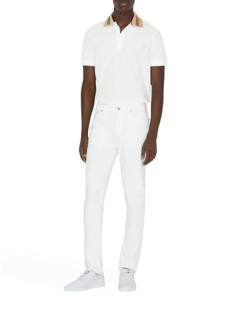 COTTON PIQUÉ POLO SHIRT WITH BURBERRY CHECK COLLAR