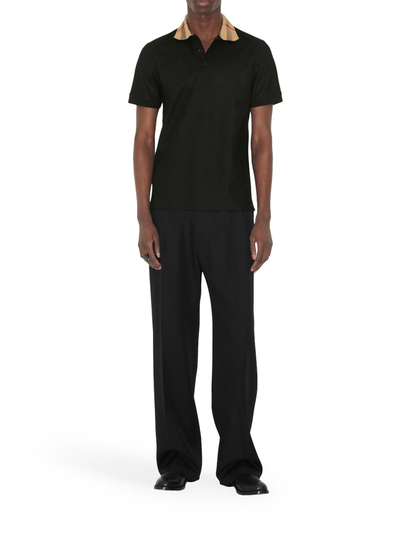 COTTON PIQUÉ POLO SHIRT WITH BURBERRY CHECK COLLAR