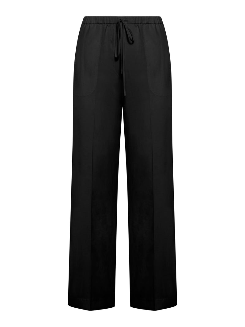WIDE-LEG LINEN BLEND TROUSERS