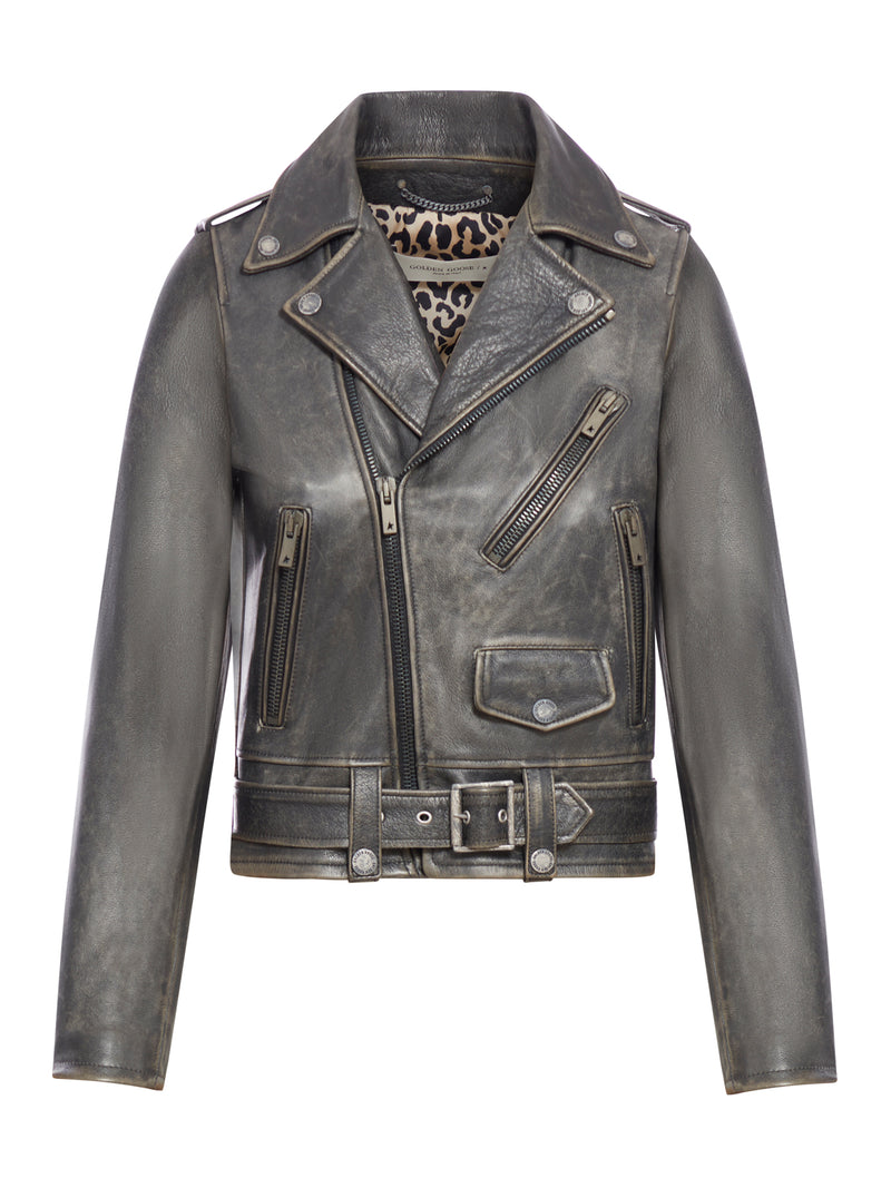 BIKER JACKET WITH A LIVED EFFECT