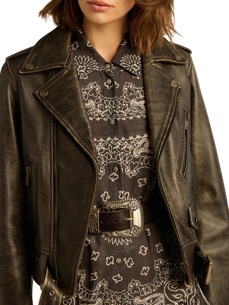 BIKER JACKET WITH A LIVED EFFECT