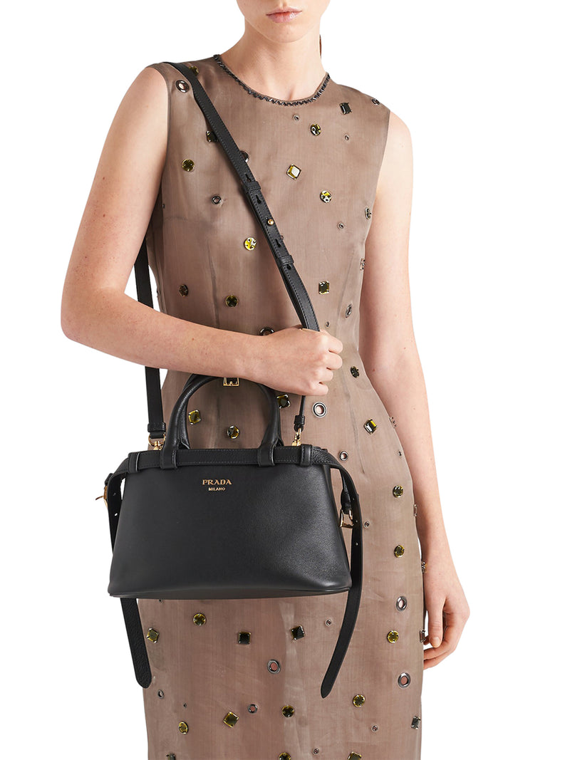 PRADA BUCKLE SMALL LEATHER BAG WITH DOUBLE BELT