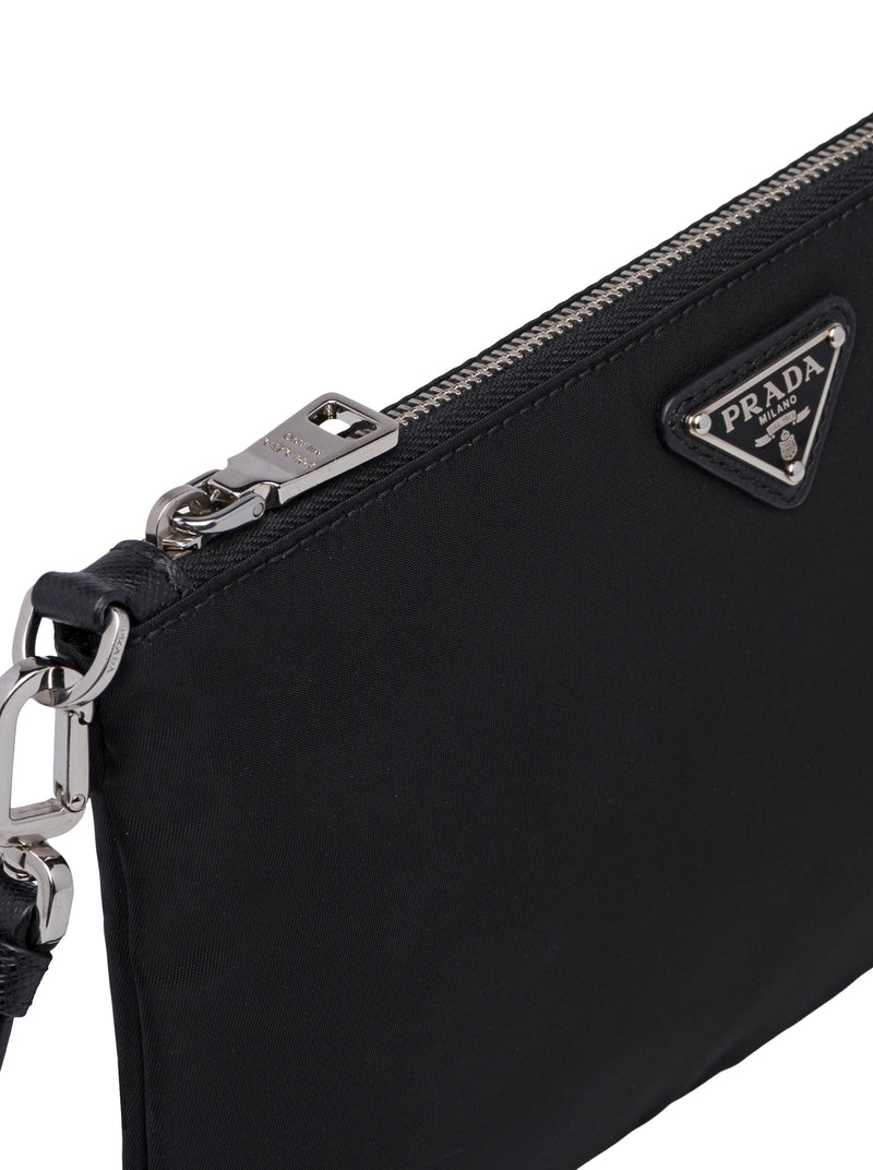 RE-NYLON AND SAFFIANO POUCH