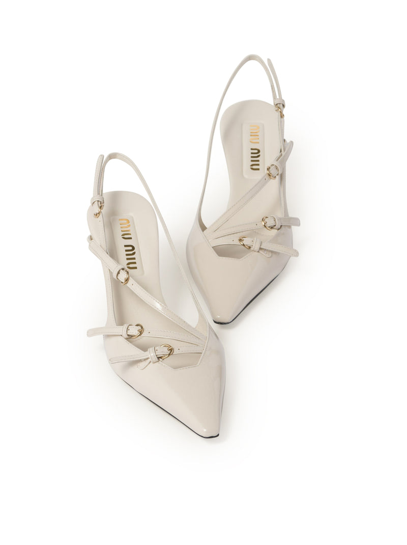 PATENT LEATHER SLINGBACK WITH BUCKLES
