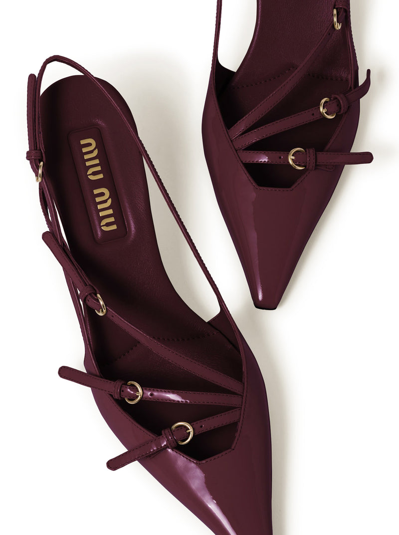 PATENT LEATHER SLINGBACK WITH BUCKLES