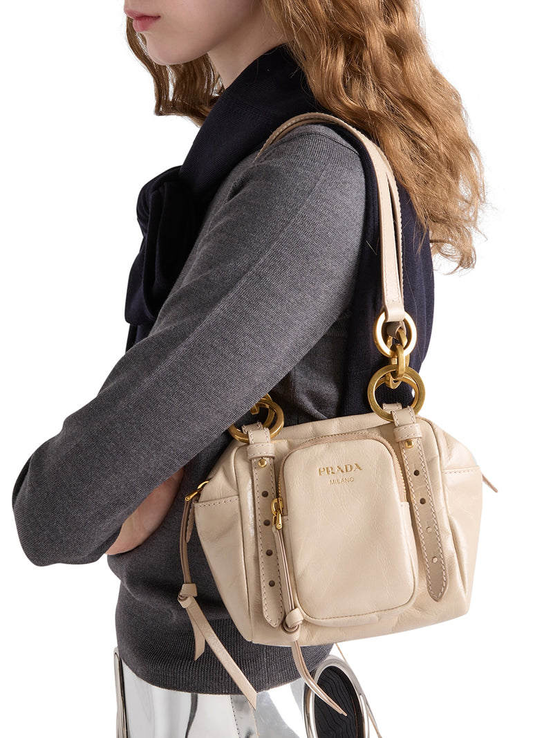 PRADA DANGLE MINI LEATHER TOP HANDLE