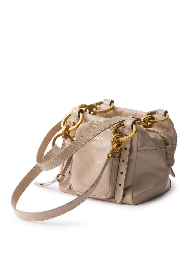 PRADA DANGLE MINI LEATHER TOP HANDLE