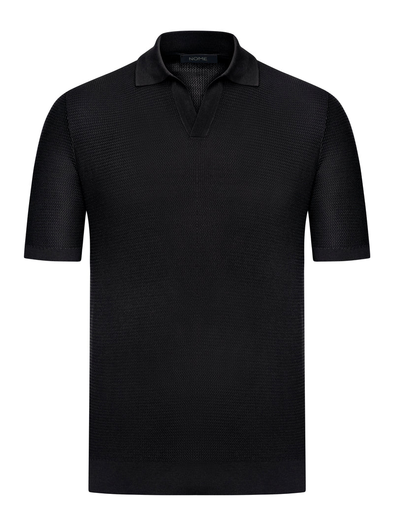 SHORT-SLEEVED SILK AND COTTON POLO SHIRT