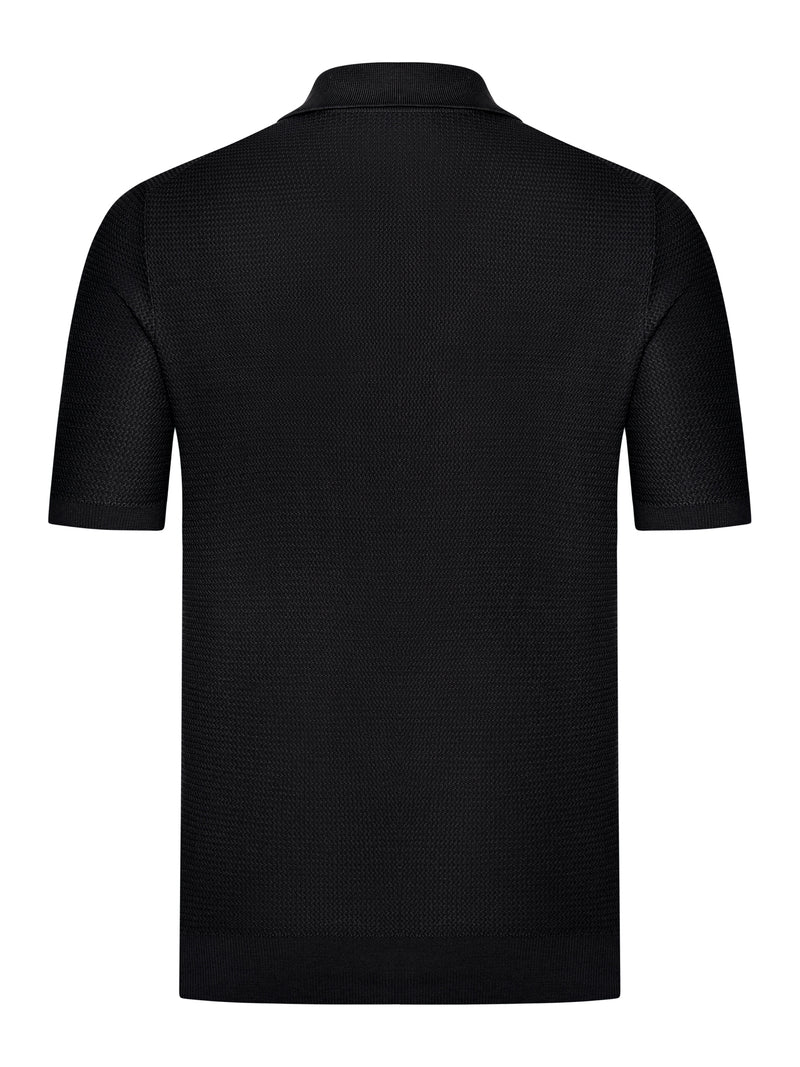 SHORT-SLEEVED SILK AND COTTON POLO SHIRT