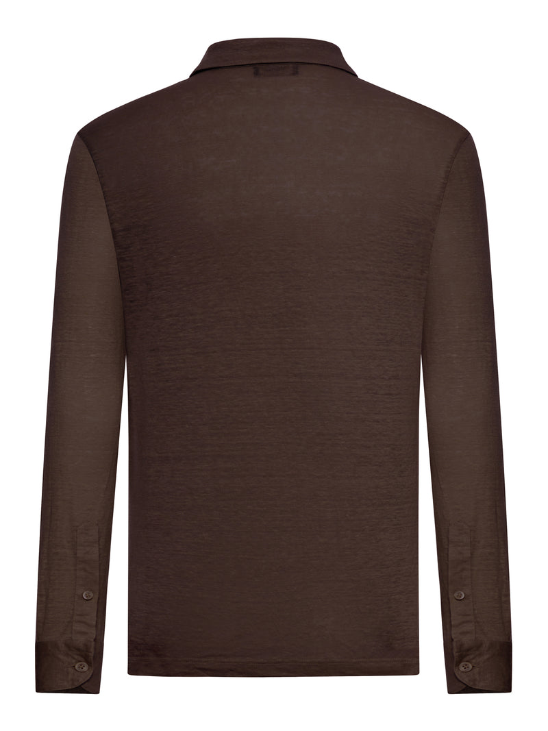 LONG-SLEEVED LINEN POLO SHIRT