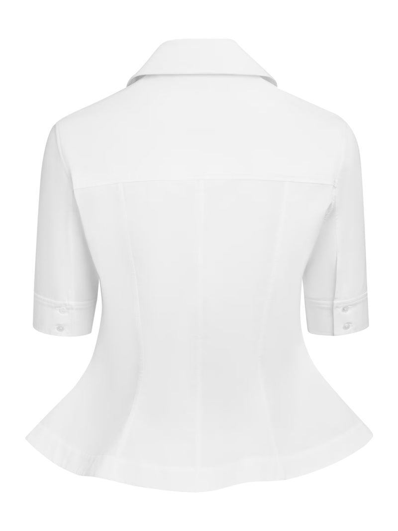 COTTON POPLIN PEPLUM SHIRT