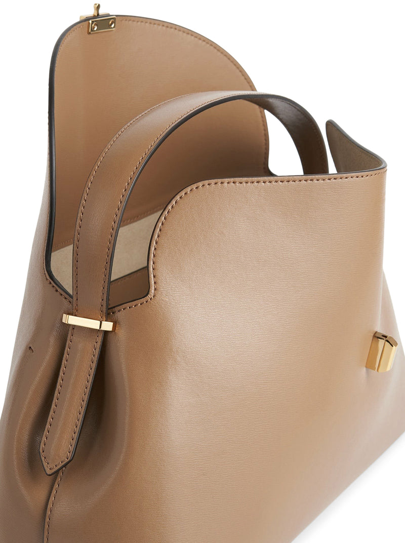 T-LOCK LEATHER TOP HANDLE CAMEL