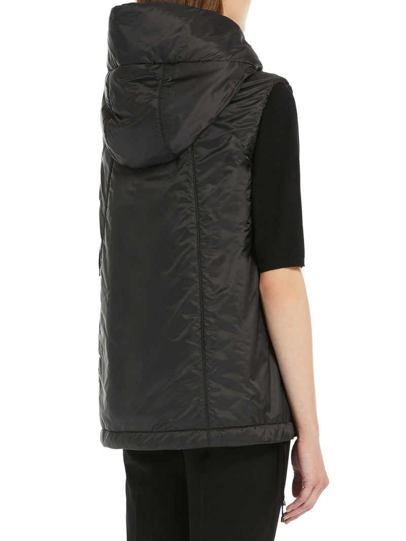 PADDED VEST WITH HOOD IN ANTI-DROP CANVAS