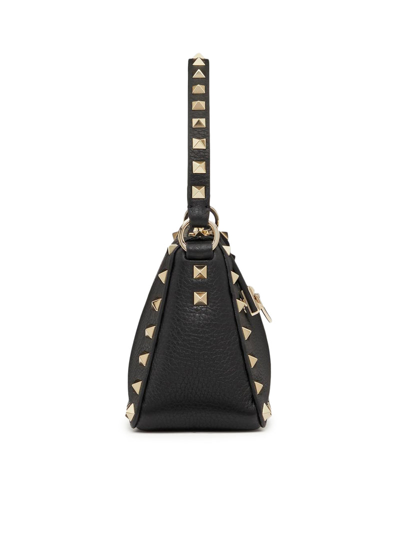 SMALL ROCKSTUD SHOULDER BAG IN GARNET CALFSKIN
