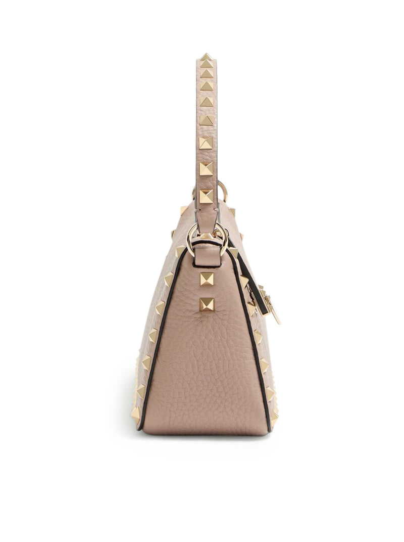 SMALL ROCKSTUD SHOULDER BAG IN GARNET CALFSKIN