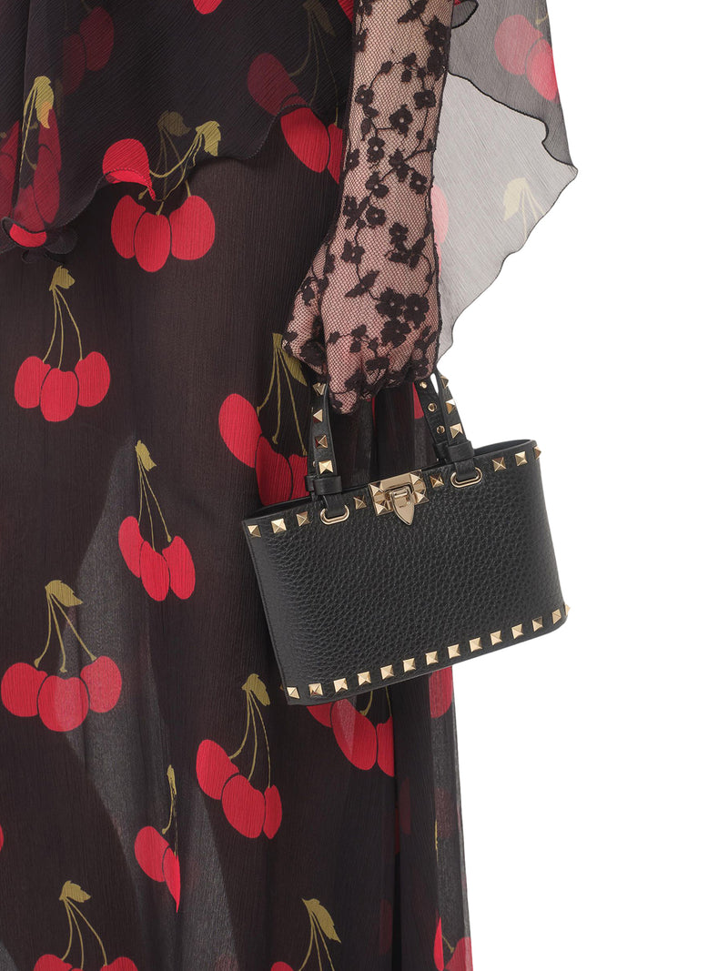 MINI ROCKSTUD SHOPPING BAG IN GRANATE CALFSKIN