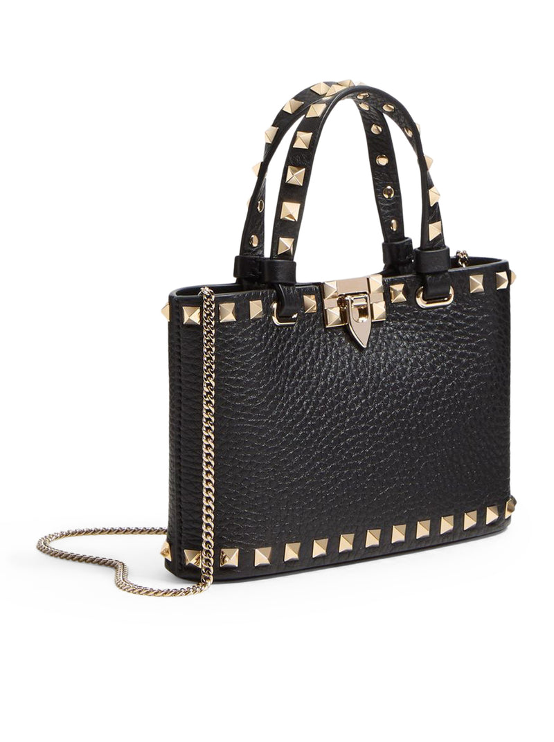MINI ROCKSTUD SHOPPING BAG IN GRANATE CALFSKIN