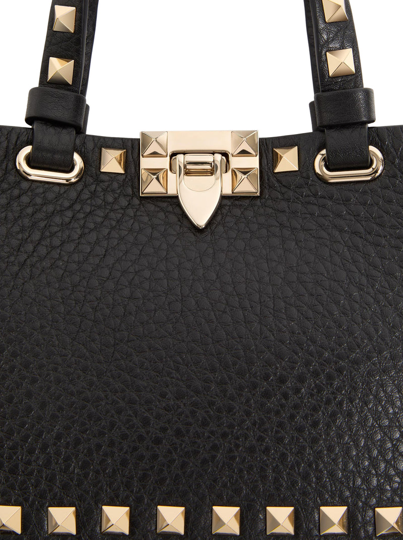 MINI ROCKSTUD SHOPPING BAG IN GRANATE CALFSKIN