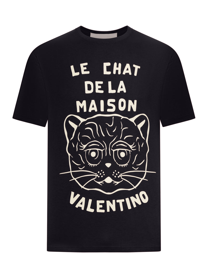 COTTON T-SHIRT WITH CHAT DE LA MAISON PRINT