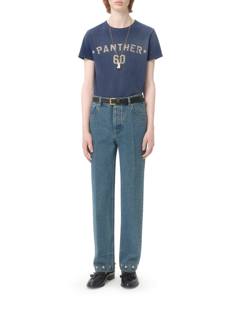 COTTON T-SHIRT WITH PRINT AND PATCH CHEZ VALENTINO