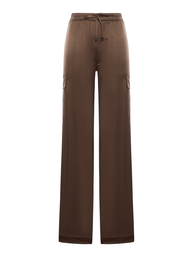 SILK SATIN CARGO PANTS