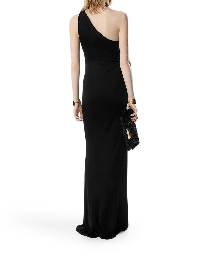 ONE SHOULDER EVENING DRESS WITH SCARF