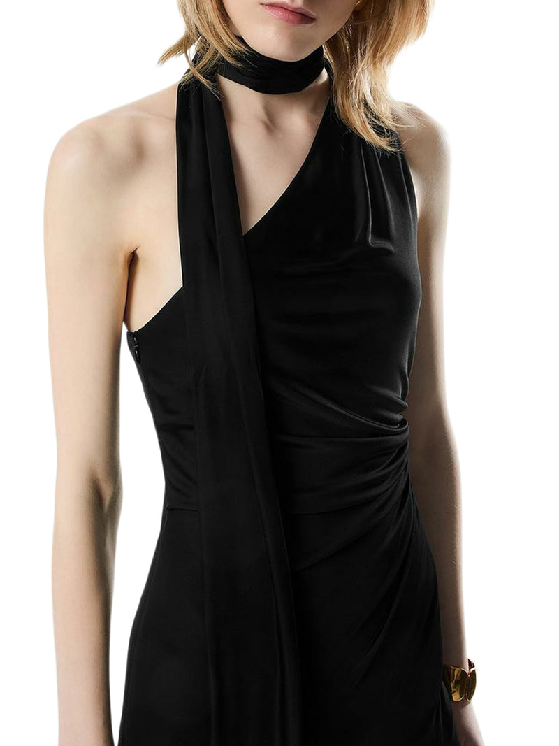 ONE SHOULDER EVENING DRESS WITH SCARF