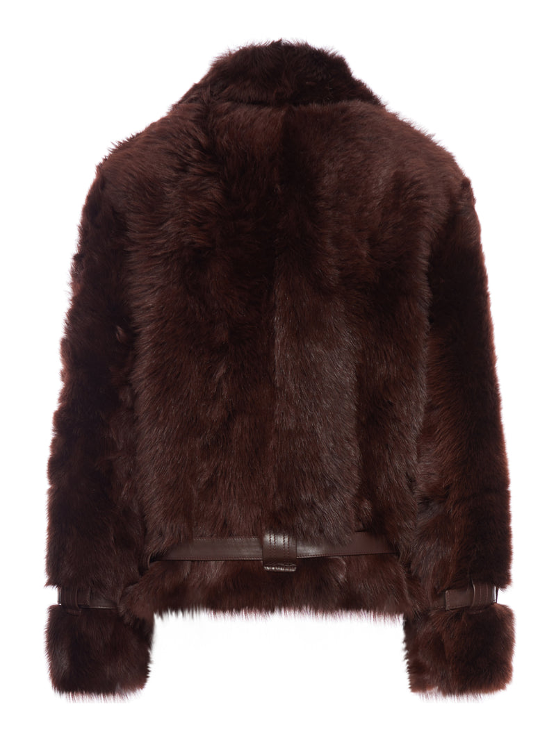 SHEARLING BLOUSON WITH SMOOTH LEATHER INSERTS