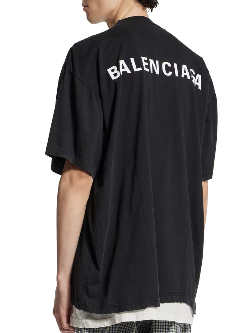 DOUBLE BACK T-SHIRT IN DÉLAVÉ BLACK