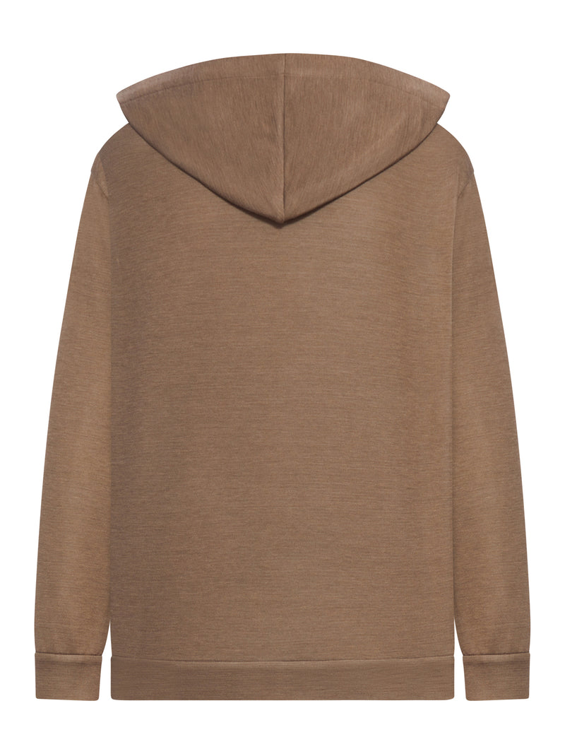COTTON AND SILK ZIP-UP HOODIE