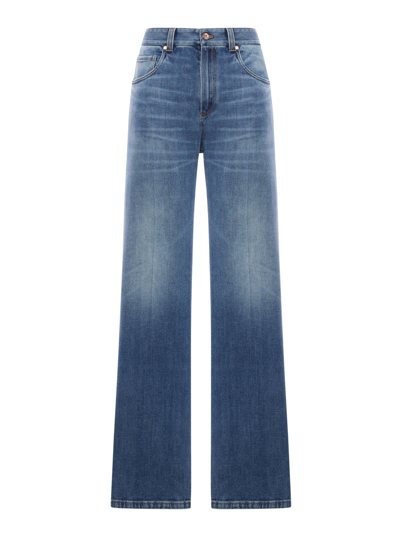 WIDE LEG JEANS IN WASHED DENIM