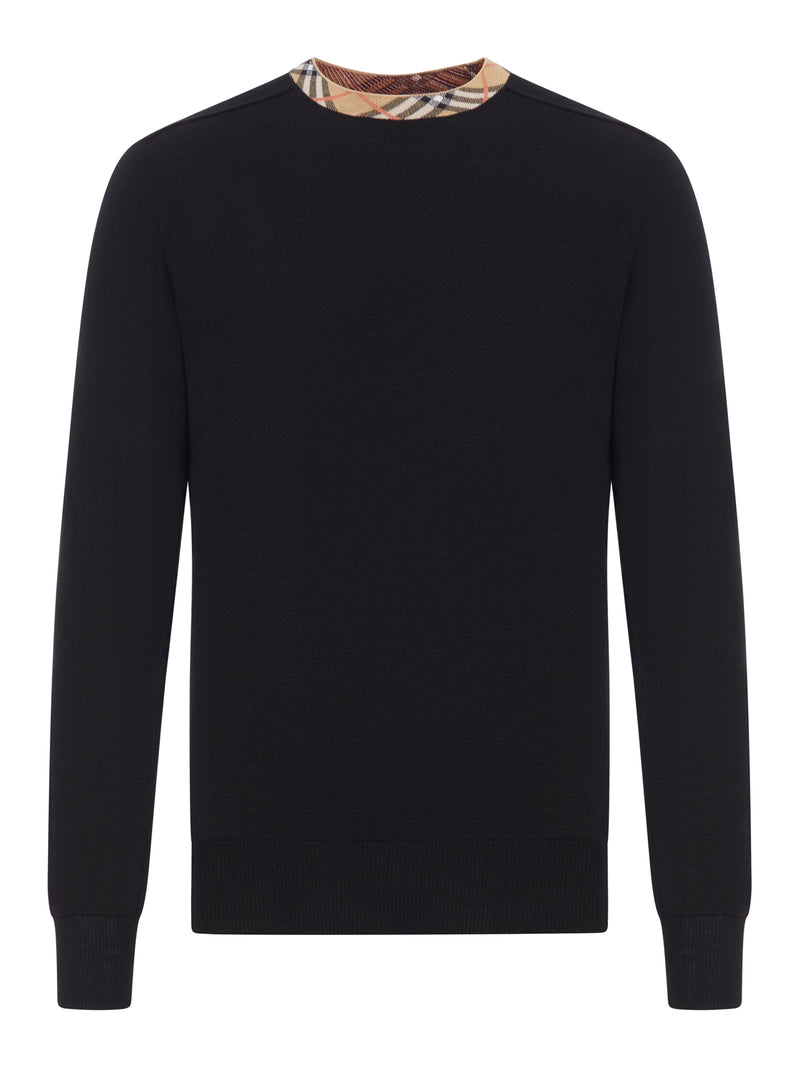 WOOL PULLOVER WITH CHECK FINISHES