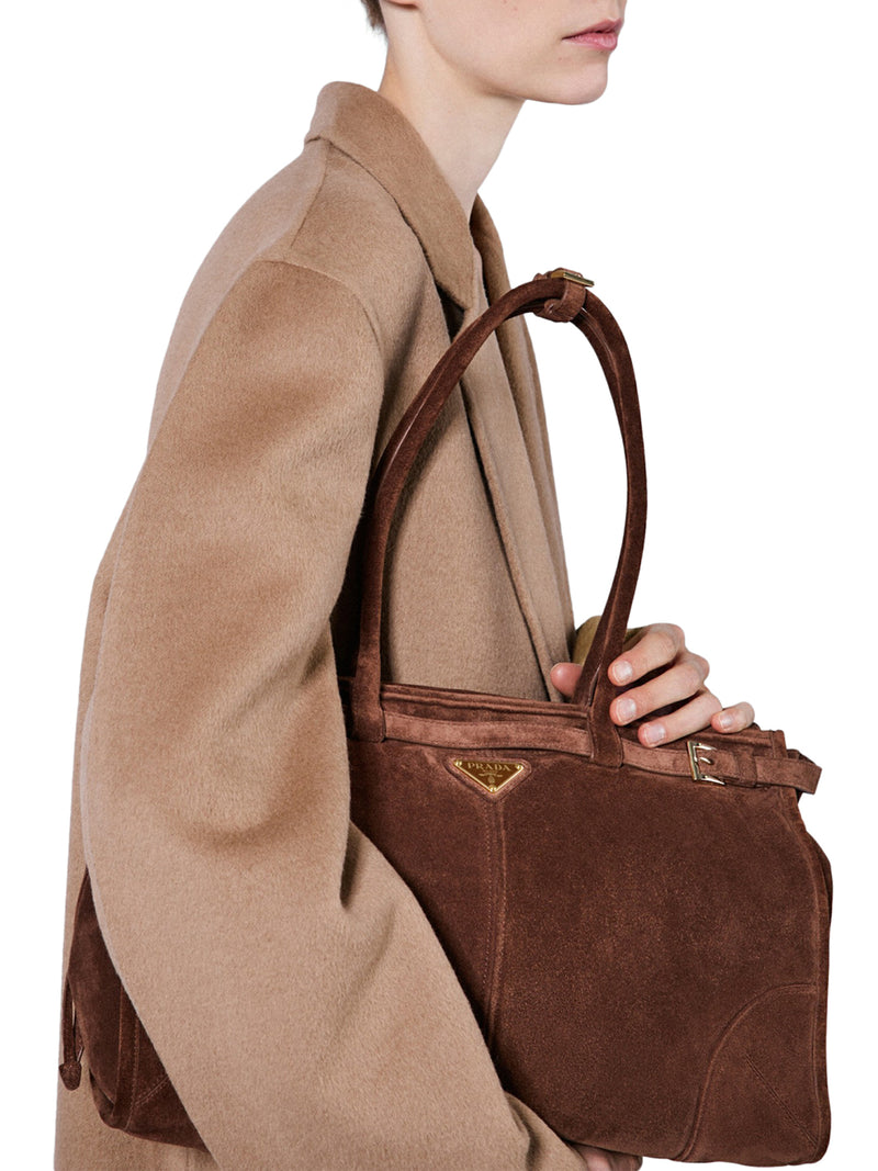 PRADA BONNIE LARGE SUEDE HANDBAG