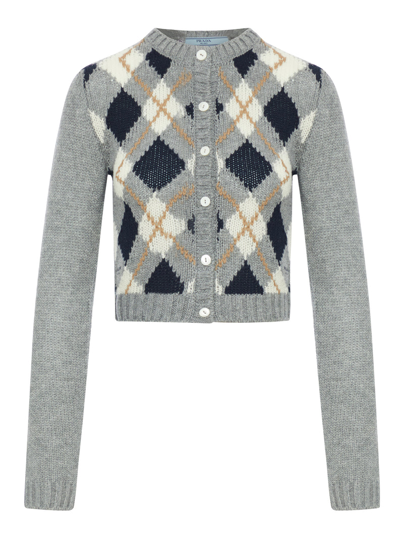 CASHMERE CARDIGAN WITH GEOMETRIC PATTERN