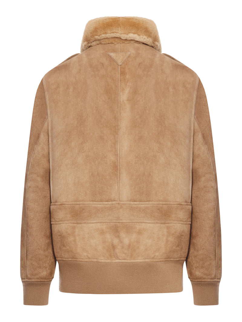 SHEARLING JACKET WITH WIDE COLLAR