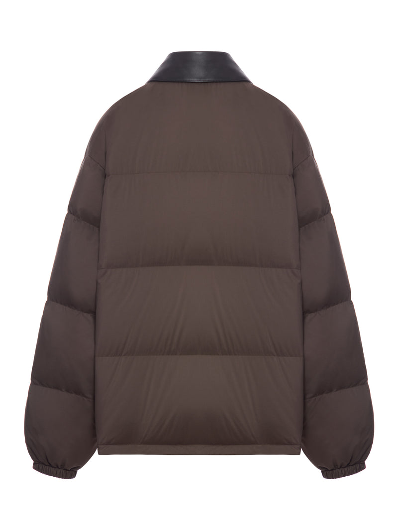 SHORT DOWN JACKET IN PONGÉ TEC