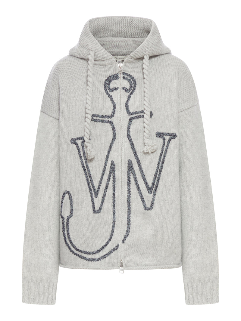 HOODIE WITH ZIP AND ANCHOR EMBROIDERY