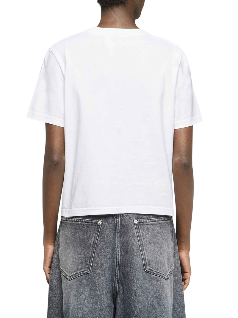 PANELLED CROPPED T-SHIRT WITH ANCHOR EMBROIDERY