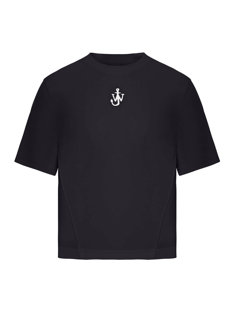 PANELLED CROPPED T-SHIRT WITH ANCHOR EMBROIDERY