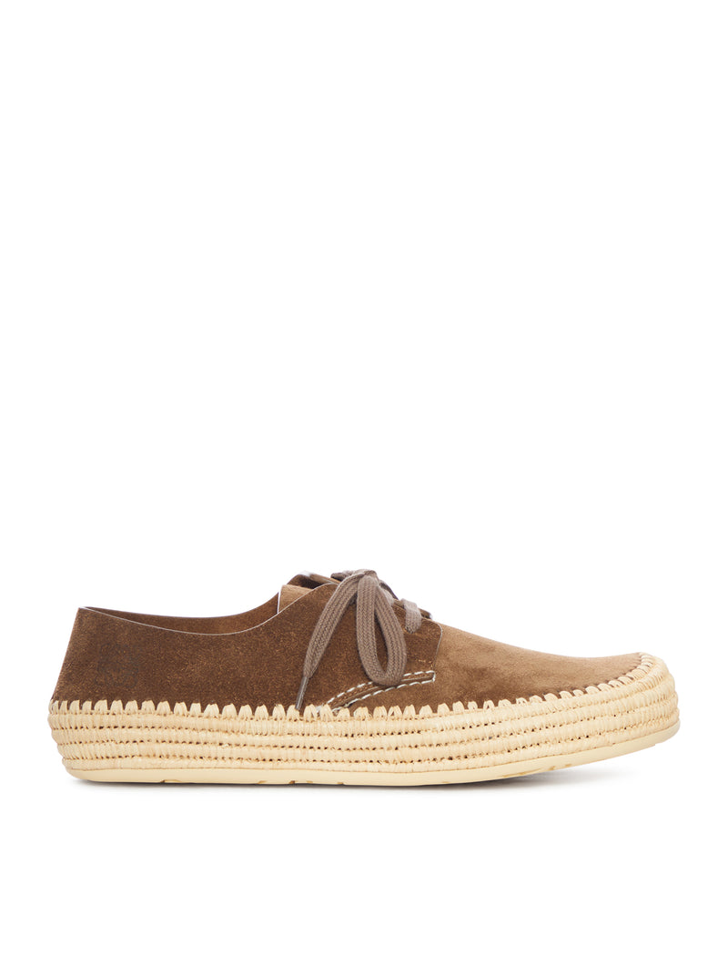 RIO LACE-UP SHOES IN SUEDE AND RAFFIA