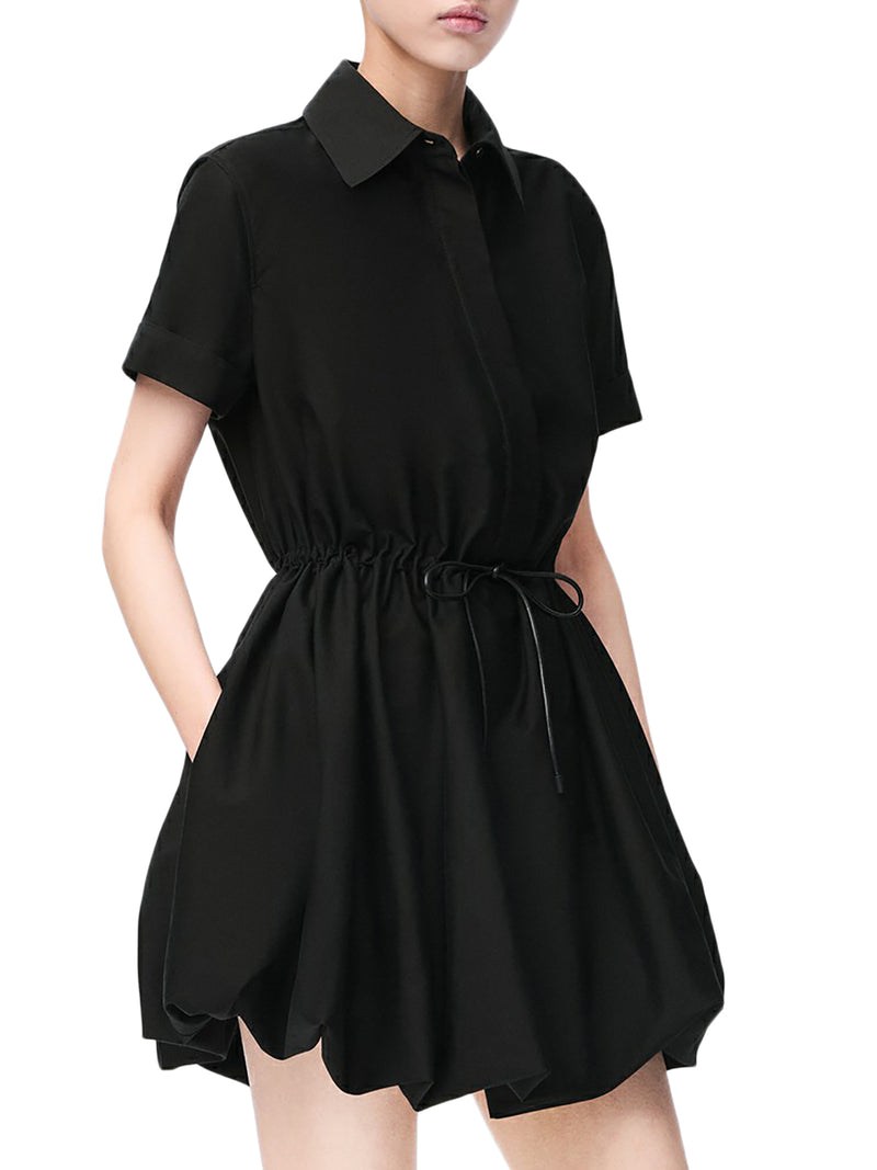 COTTON AND SILK BALLOON SKIRT DRESS