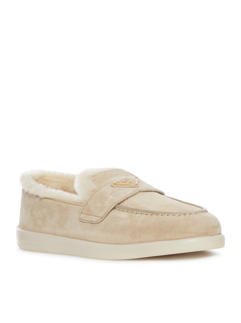 SUEDE AND SHEEPSKIN LOAFERS