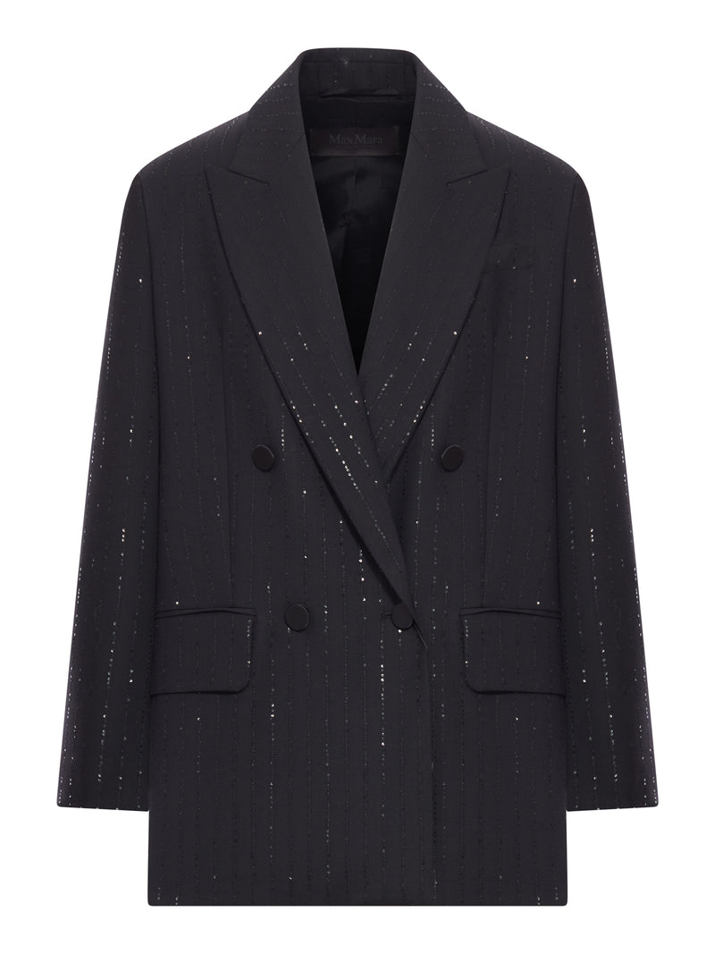 DOUBLE-BREASTED WOOL AND SEQUIN BLAZER