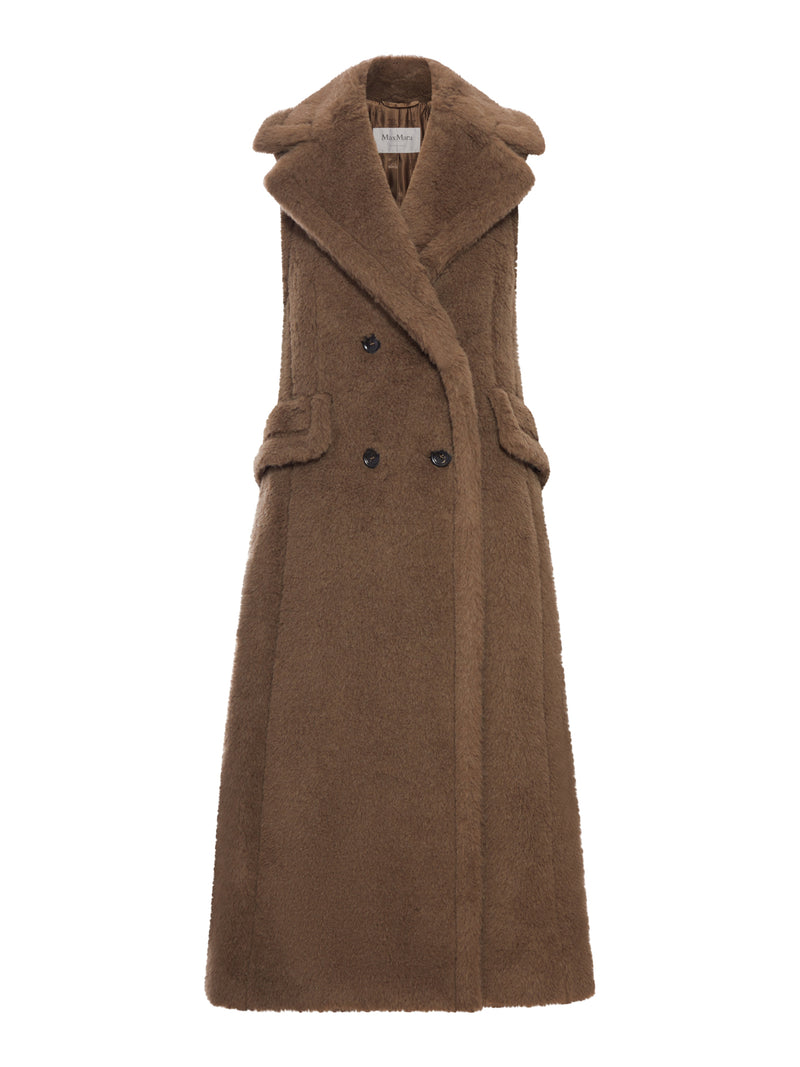 SLEEVELESS COAT IN ALPACA AND WOOL TEDDY